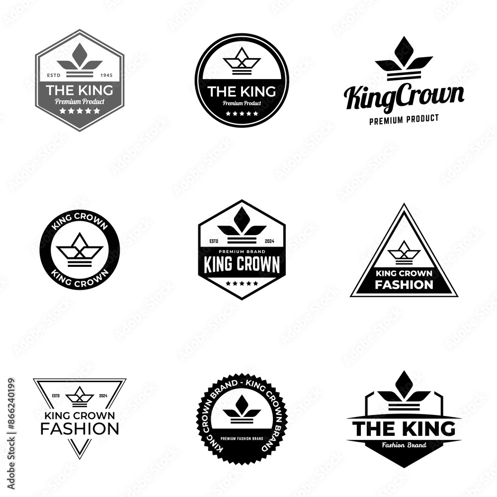 A set of vector king crowns icon on white background. Vector Illustration. Emblem, icon and Royal symbols. A set of vector king crowns icon on white background. Vector Illustration. Emblem, icon and Royal symbols.