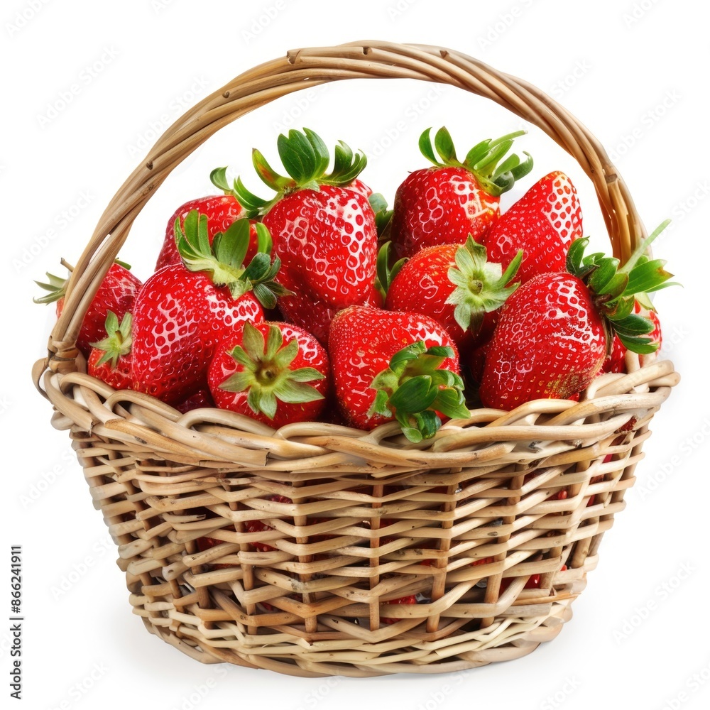 Basket full of strawberries on a white background Basket full of strawberries on a white background
