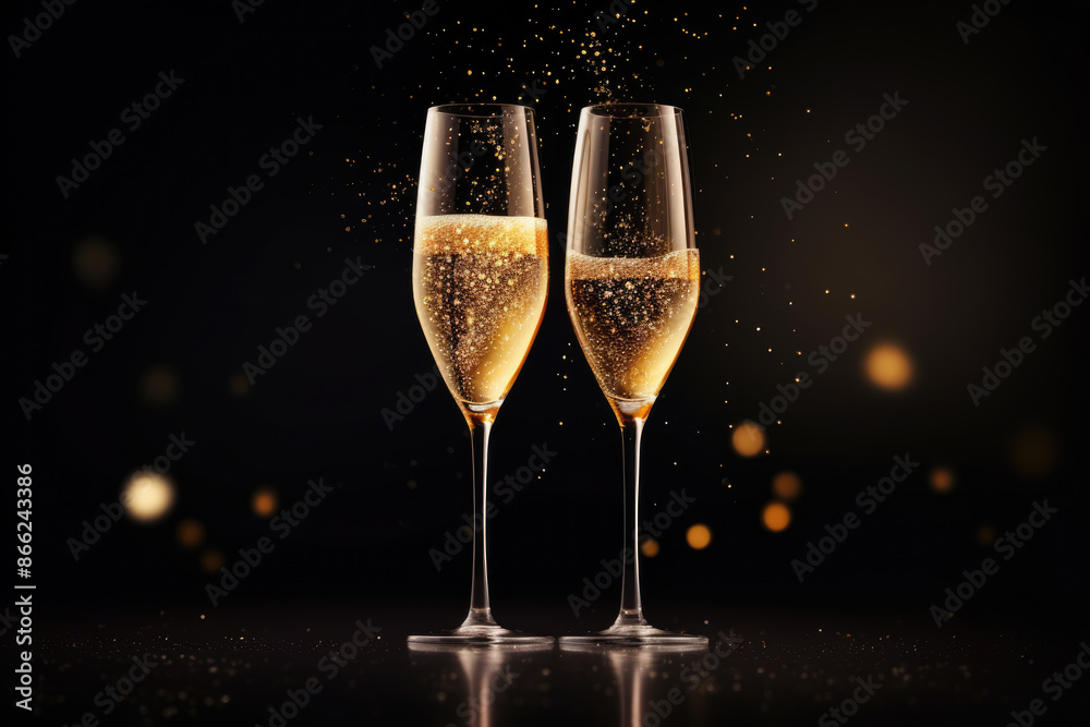 generated illustration of glass of champagne on bokeh background generated illustration of glass of champagne on bokeh background