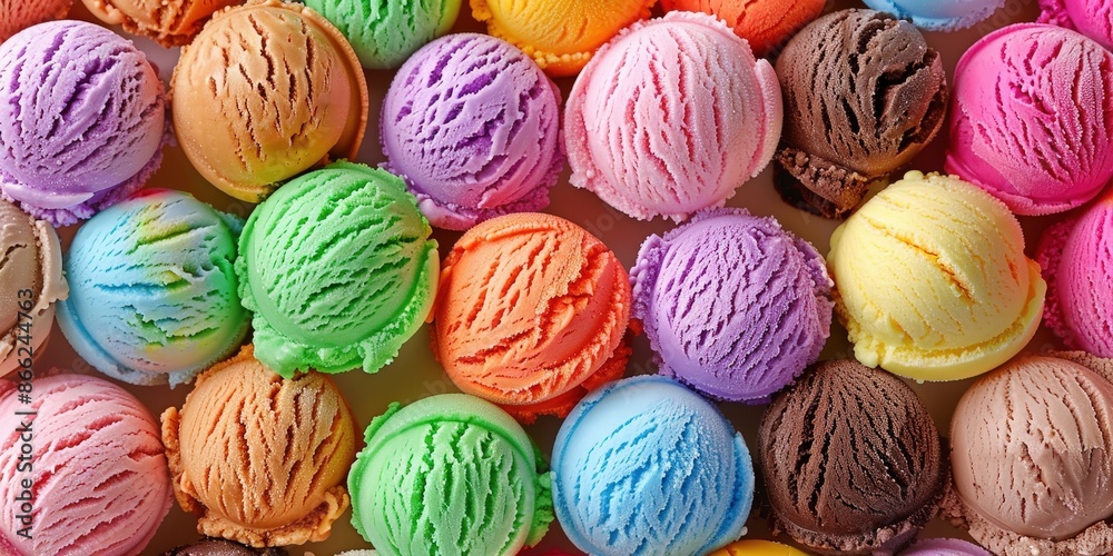 Colorful Scoops of Ice Cream