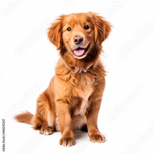 Nova scotia duck tolling retriever dog breed standing against white background, Ai Generated © Toseef