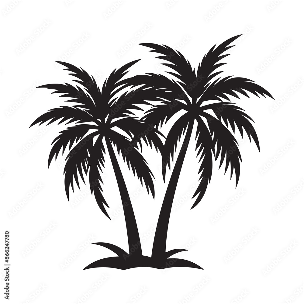 Fototapeta premium Palm Trees silhouette design vector art AI generated 