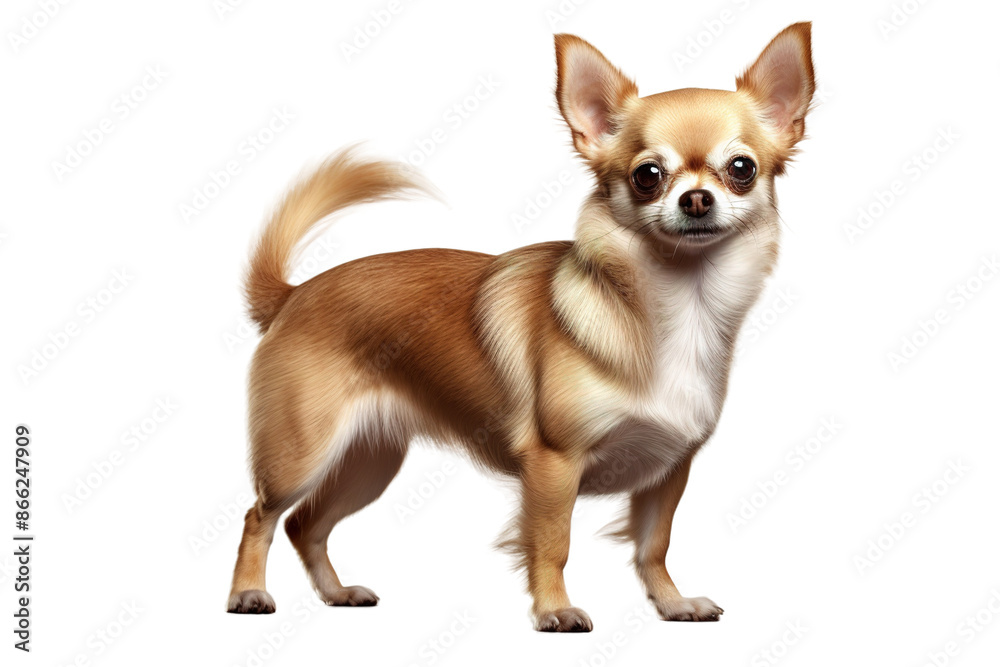 Whimsical Pup Posing: A Small Brown and White Dog on White on White or PNG Transparent Background. Whimsical Pup Posing: A Small Brown and White Dog on White on White or PNG Transparent Background.
