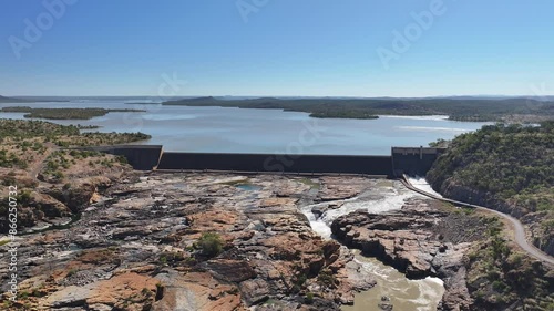 Aerial footage of Burdekin Dam Queensland Australia photo