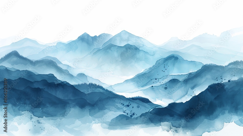 Watercolor montain background Watercolor montain background