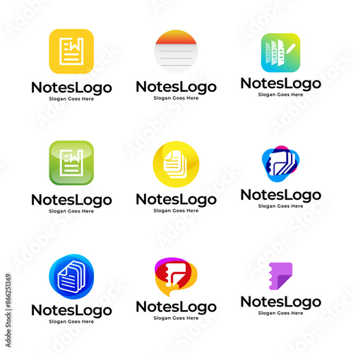 Set of notepad vector, icon or logo sign symbol illustration