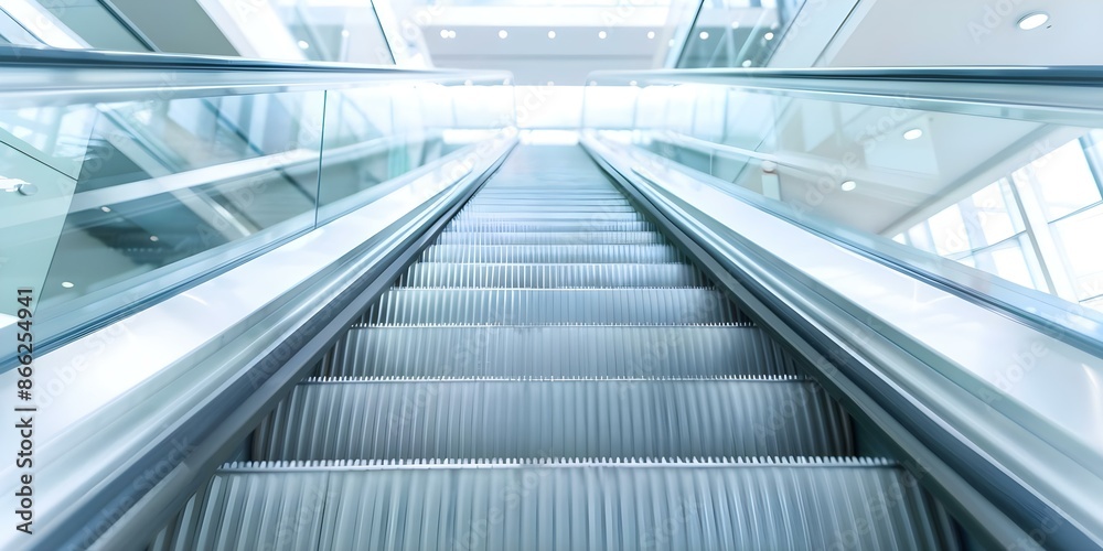 Glass ceiling escalators add a modern touch to holiday shopping in malls. Concept Holiday Shopping, Glass Ceilings, Modern Aesthetics, Mall Escalators Glass ceiling escalators add a modern touch to holiday shopping in malls. Concept Holiday Shopping, Glass Ceilings, Modern Aesthetics, Mall Escalators