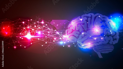 Futuristic Artificial Intelligence Brain Neural Network Concept Glowing Connections