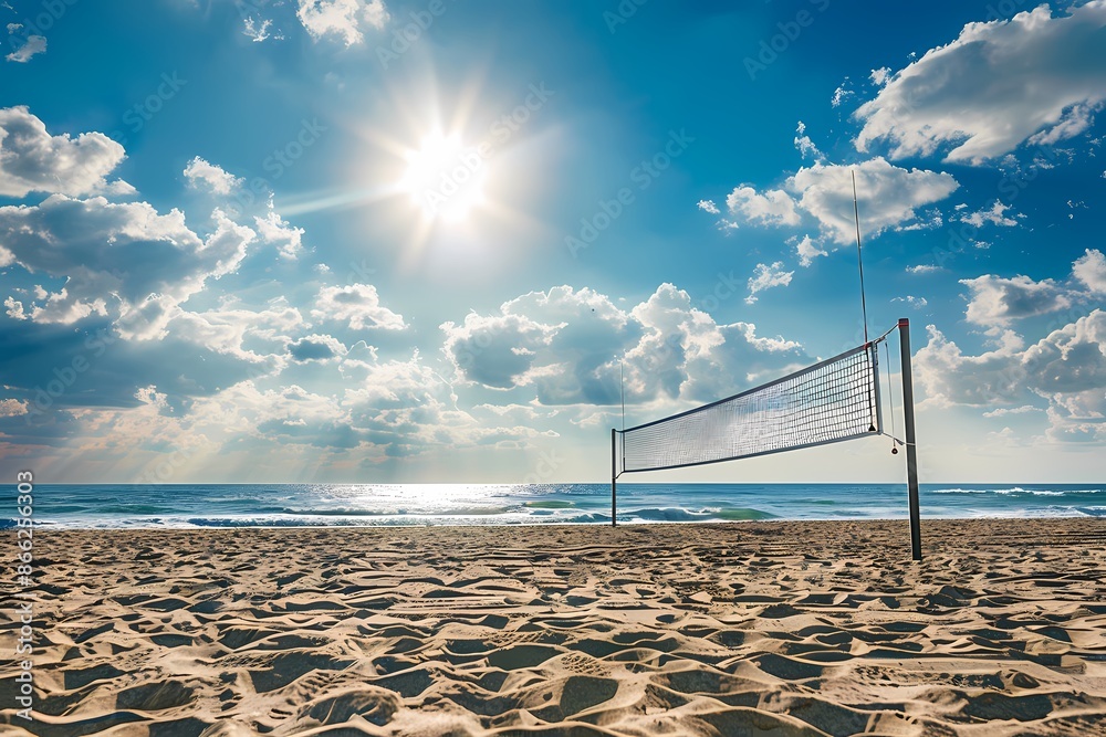 Beach Volleyball Net Against Sunny Sky. Beach Volleyball Net Against Sunny Sky.