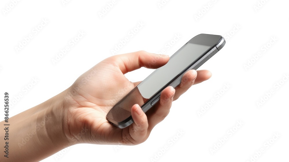 Call Cellphone. Hand Holding Mobile Phone with Display on Computer Background Call Cellphone. Hand Holding Mobile Phone with Display on Computer Background