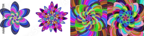 Colorful fractal flower set - digital art designs photo