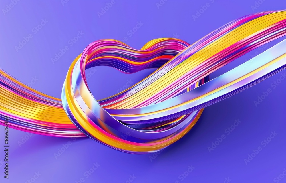Colorful Abstract Twisted Ribbons on Purple Background. Generative ai Colorful Abstract Twisted Ribbons on Purple Background. Generative ai