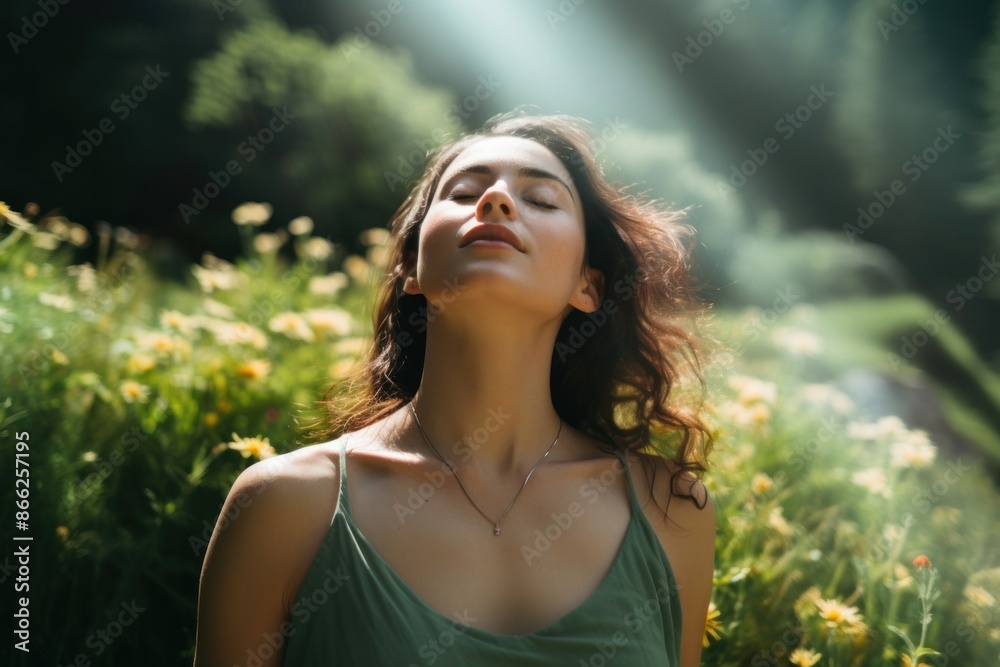 Relaxed woman portrait outdoors adult Relaxed woman portrait outdoors adult