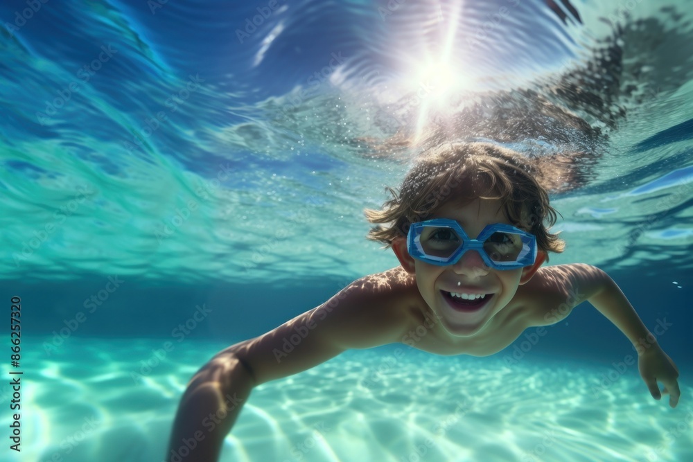 Fototapeta premium Summer underwater swimming recreation.