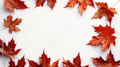 Maple leaf frame on white background in autumn theme