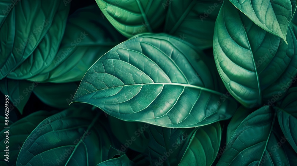 Green tropical plant close-up Green tropical plant close-up