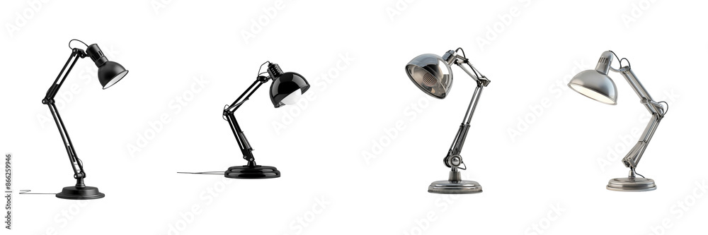 Set of desk lamp on transparent white background Set of desk lamp on transparent white background