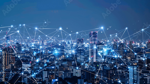 Wallpaper Mural City skyline with digital lines conceptual image Torontodigital.ca