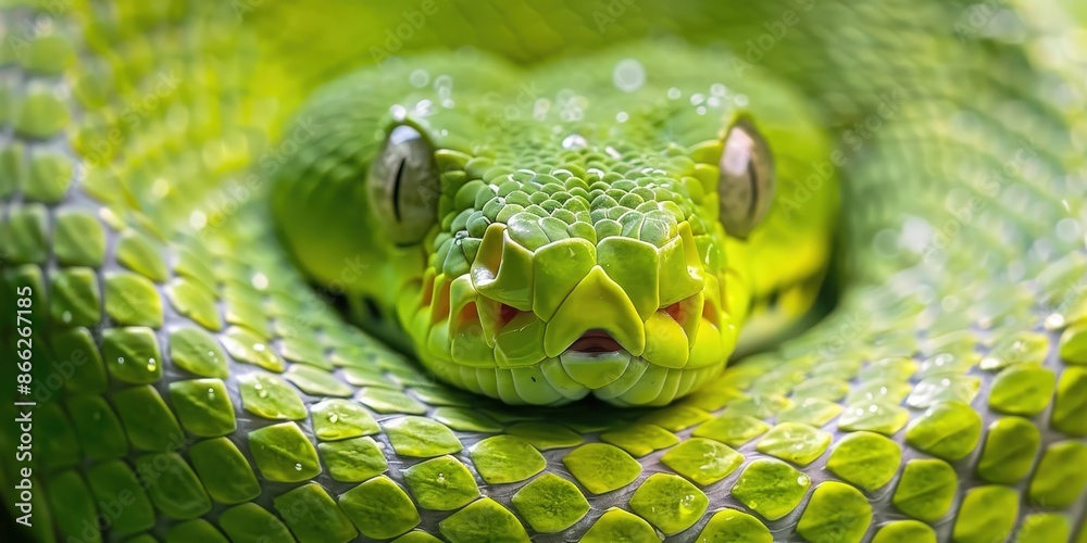 Close-up of a Green Tree Python's Head Close-up of a Green Tree Python's Head