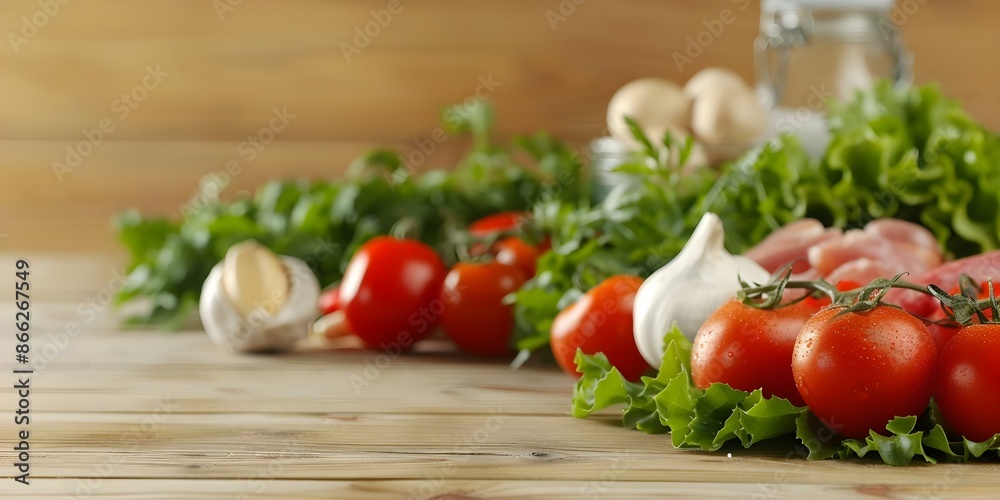 Balanced Diet Ingredients Up Close on Wooden Table for Cooking. Concept Healthy Eating, Cooking Ingredients, Balanced Diet, Wooden Table, Up Close Images Balanced Diet Ingredients Up Close on Wooden Table for Cooking. Concept Healthy Eating, Cooking Ingredients, Balanced Diet, Wooden Table, Up Close Images