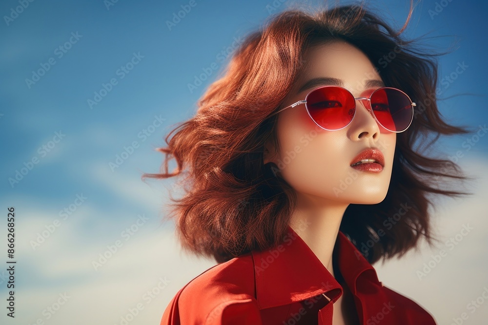 custom made wallpaper toronto digitalKorean woman sunglasses portrait fashion.