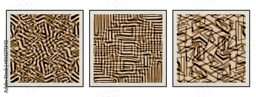 Set of 3 Abstract background in vintage style. Stylized old with grain. For use in graphics, for printing on wall decorations.