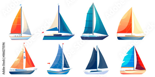 Set of sailboat icon isolated on a white background