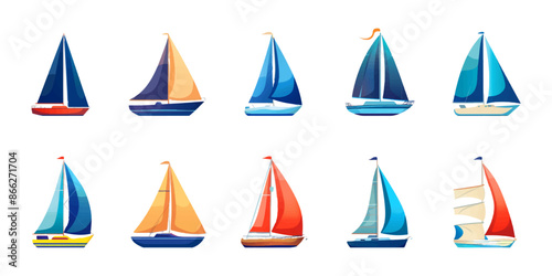 Set of sailboat icon isolated on a white background