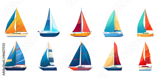 Set of sailboat icon isolated on a white background