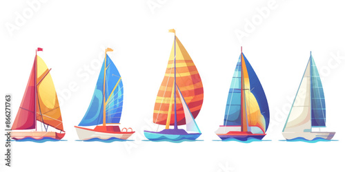 Set of sailboat icon isolated on a white background