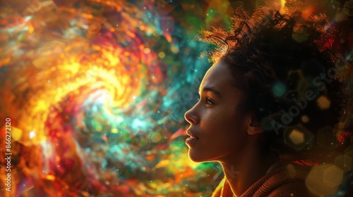 A radiant woman full of hope and determination for the future, welcoming the energy of fresh starts prior to her first public speaking engagement