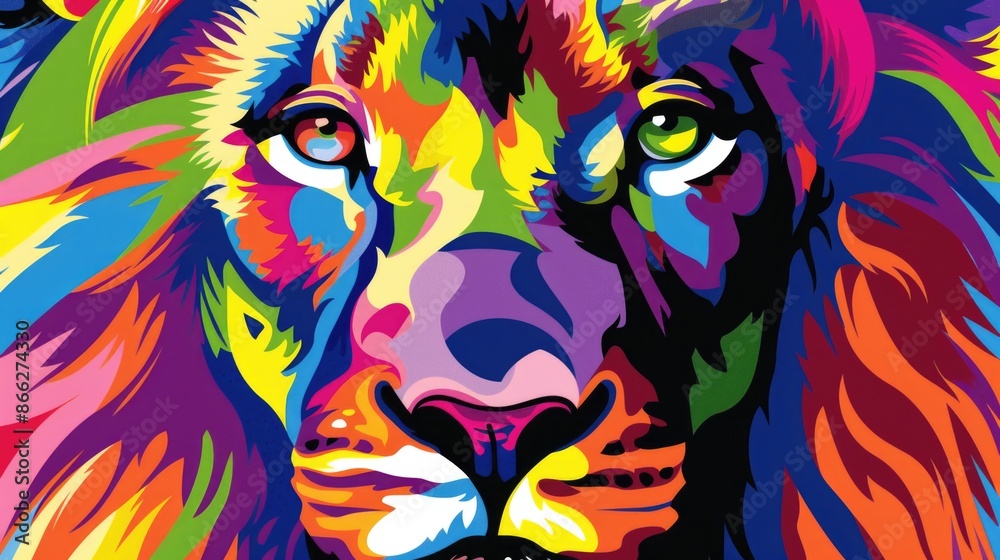 Clip art background of colorful male lion face Clip art background of colorful male lion face