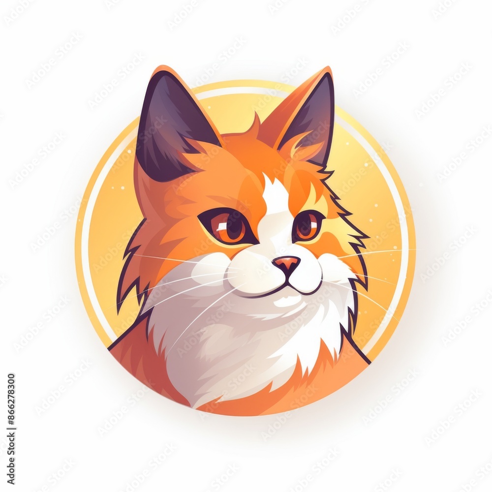 Fototapeta premium Cute Orange Cat Illustration. Adorable Ginger Cat Portrait