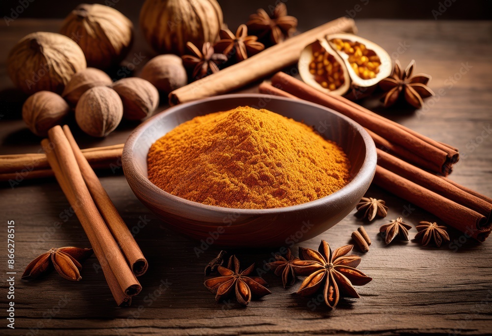 rustic table nutmeg cinnamon sticks, spices, ingredients, aromatic, flavor, seasoning, wooden, brown, fragrant, organic, condiments, herbs, cuisine, spice rustic table nutmeg cinnamon sticks, spices, ingredients, aromatic, flavor, seasoning, wooden, brown, fragrant, organic, condiments, herbs, cuisine, spice