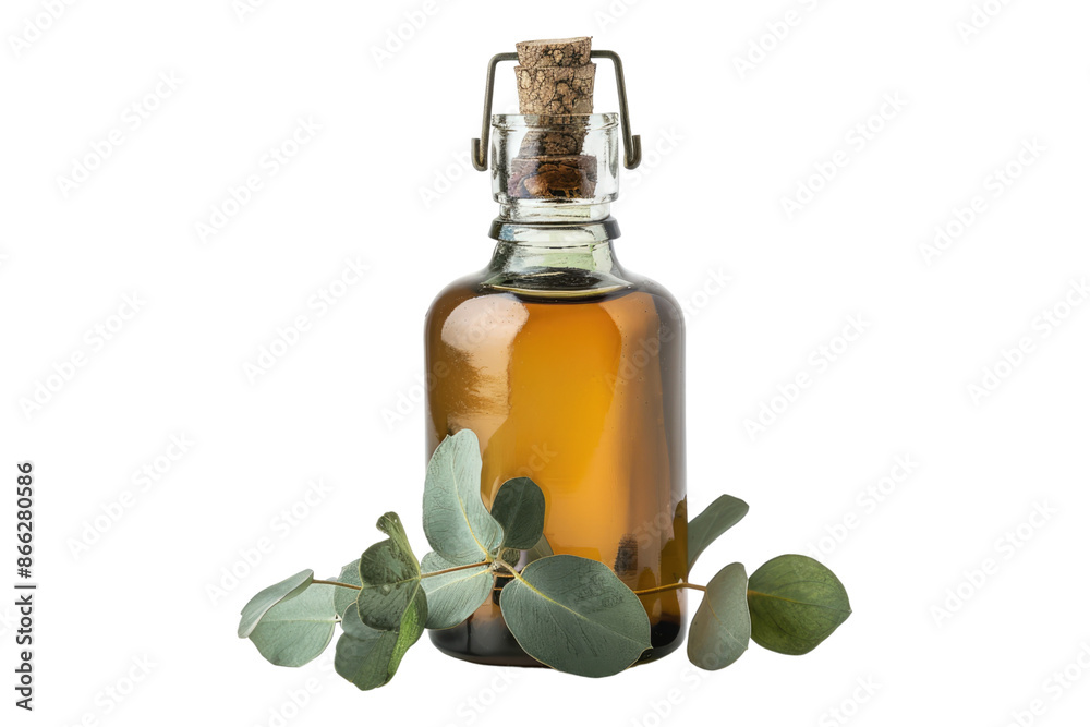 Eucalyptus oil bottle isolated on transparent background Eucalyptus oil bottle isolated on transparent background