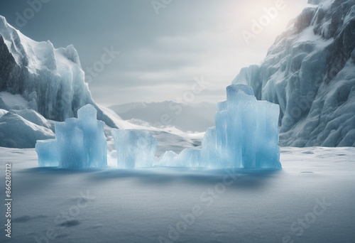Ice background podium cold winter snow product platform floor frozen mountain iceberg Podium glacier © FrameFinesse