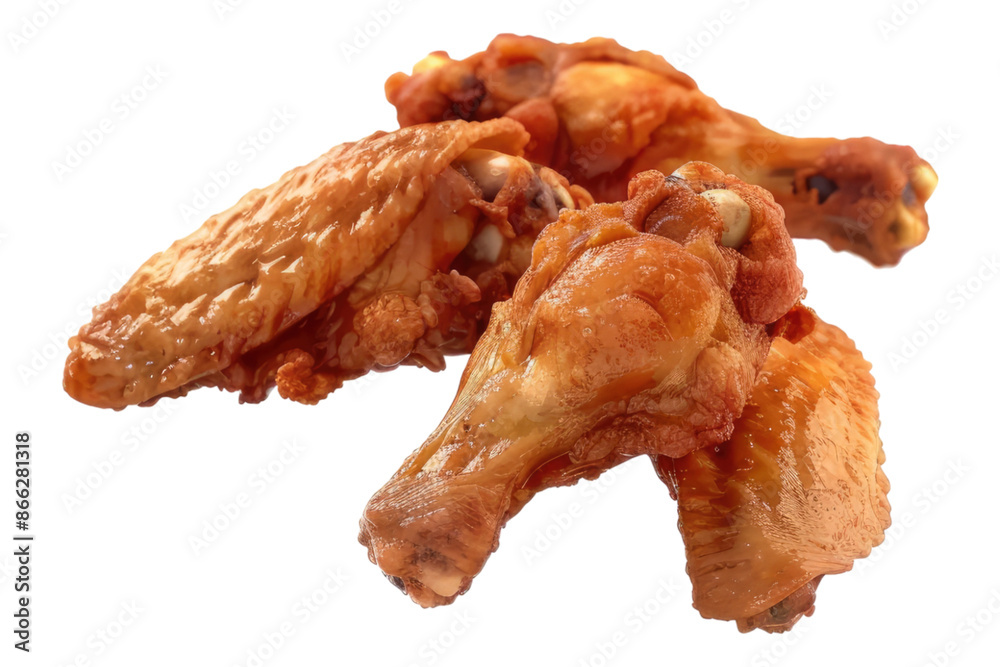 Fried chicken wings isolated on transparent background Fried chicken wings isolated on transparent background