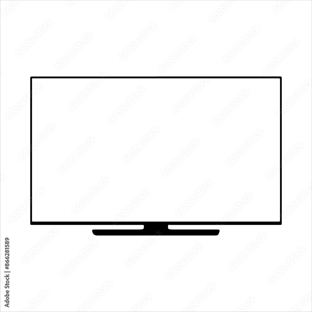 Naklejka premium Lcd tv vector silhouette isolated on white background. Lcd tv icon illustration design.