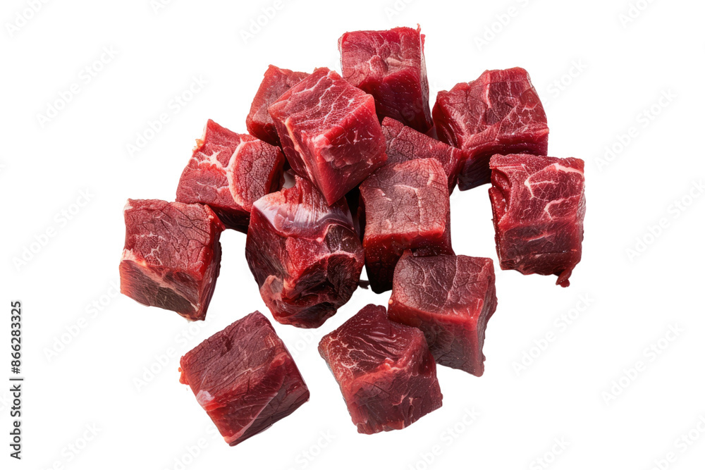 Meat cubes isolated on transparent background Meat cubes isolated on transparent background