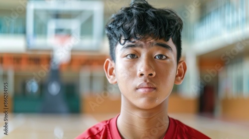 Portrait Of A Male High School Basketball Player, High Quality Background