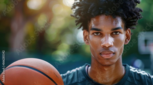 Portrait Of A Male High School Basketball Player, High Quality Background