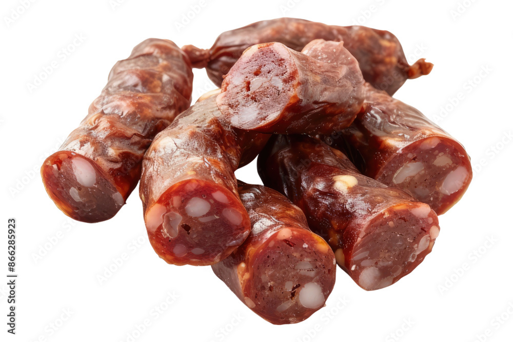 Sausage pieces isolated on transparent background Sausage pieces isolated on transparent background