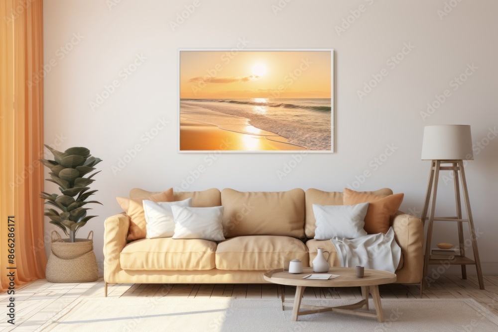 Furniture painting pillow sunset. Furniture painting pillow sunset.
