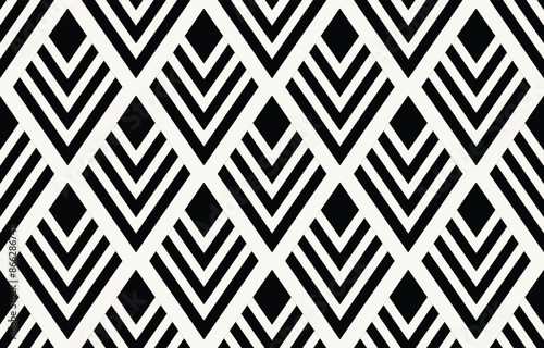 Ethnic tribal  black and white background. Seamless tribal pattern, folk embroidery, tradition geometric ornament. Tradition Native  design for fabric, textile, print, rug, paper