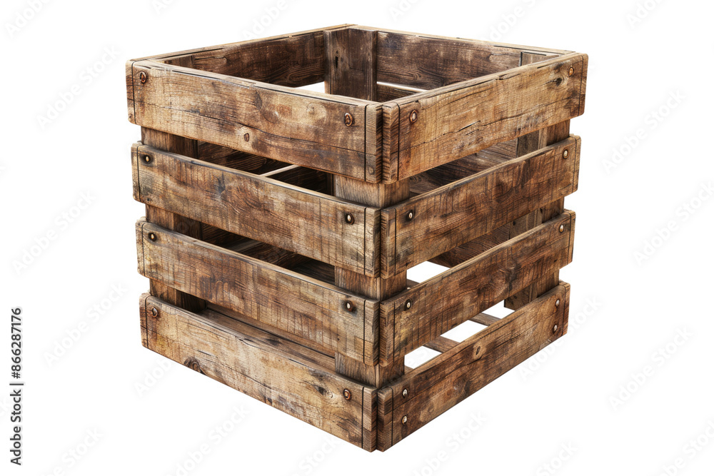 Wooden crate basket isolated on transparent background Wooden crate basket isolated on transparent background