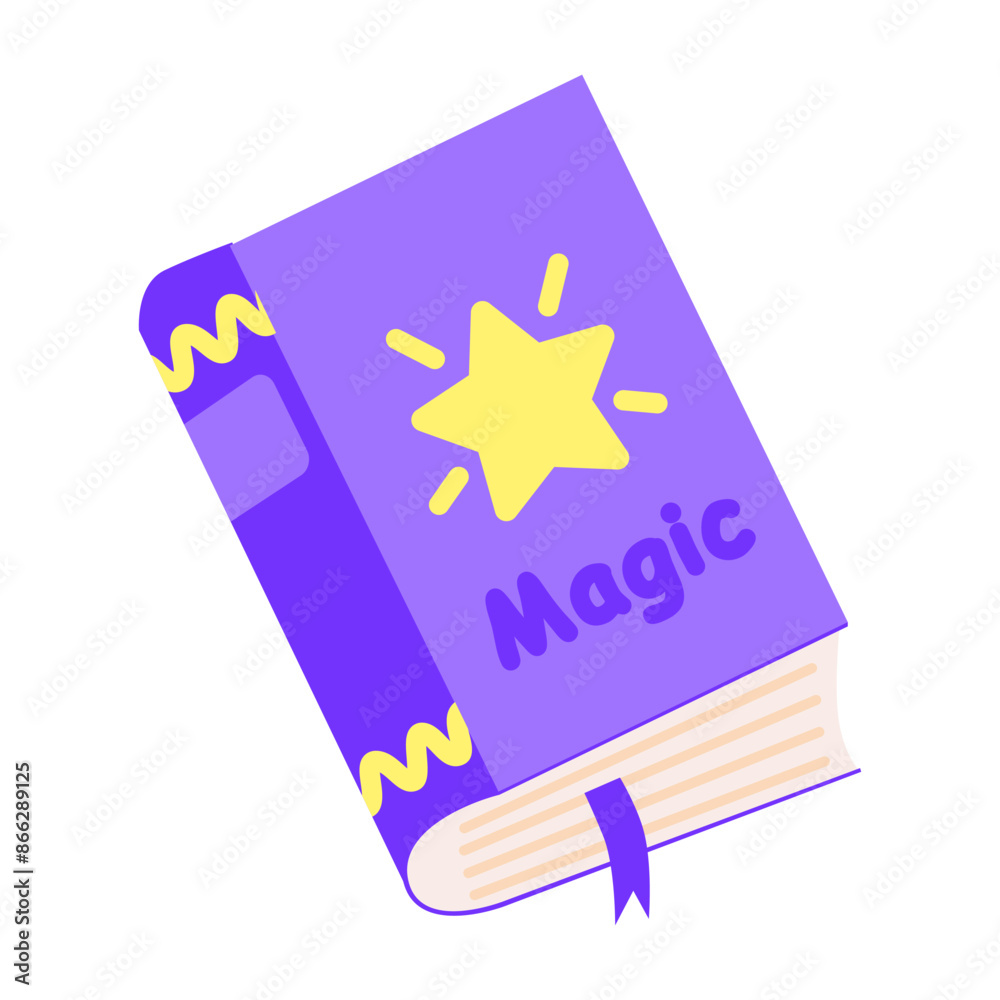 Big magic book with spells, childrens magic element, vector Big magic book with spells, childrens magic element, vector