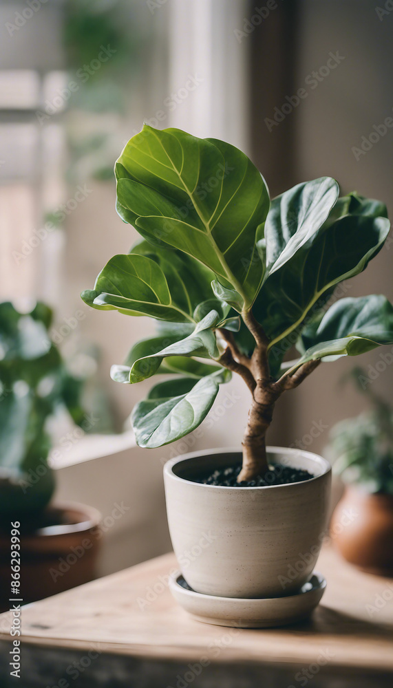 Fiddle leaf fig in loft pot planter pottery blossom