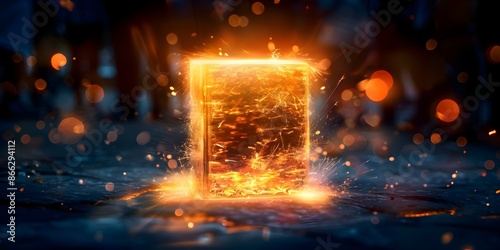 People gather around a glowing book with golden sparks a religious scene. Concept Religious Gathering, Glowing Book, Spiritual Moment, Golden Sparks, Unity and Faith © Ян Заболотний