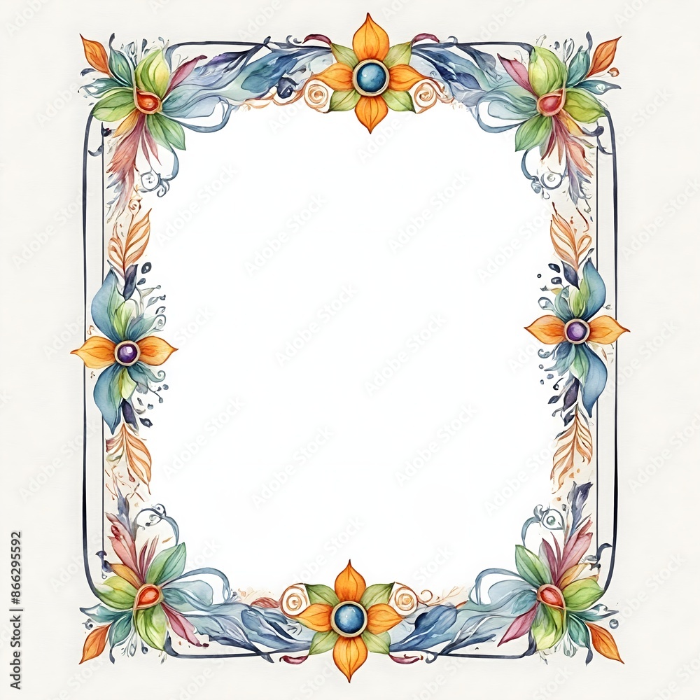 Obraz premium Design Vorlage mit Freifläche - floral - Rahmen - Briefvorlage