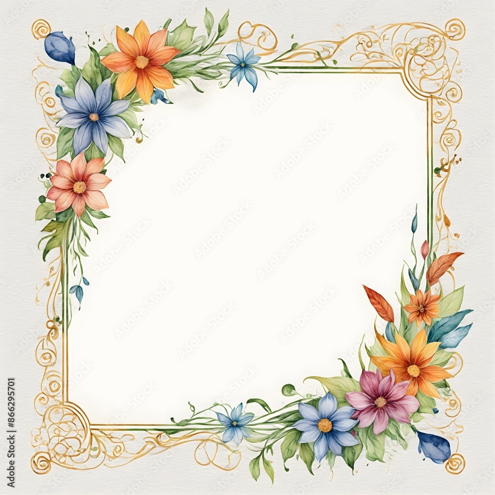 Obraz premium Design Vorlage mit Freifläche - floral - Rahmen - Briefvorlage